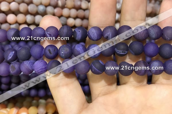 CAA1406 15.5 inches 8mm round matte druzy agate beads