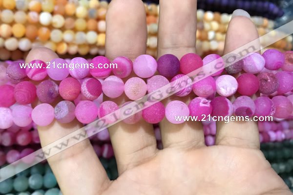 CAA1407 15.5 inches 8mm round matte druzy agate beads