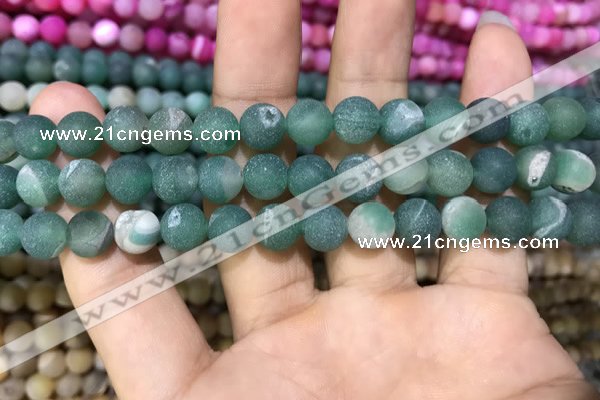 CAA1409 15.5 inches 8mm round matte druzy agate beads