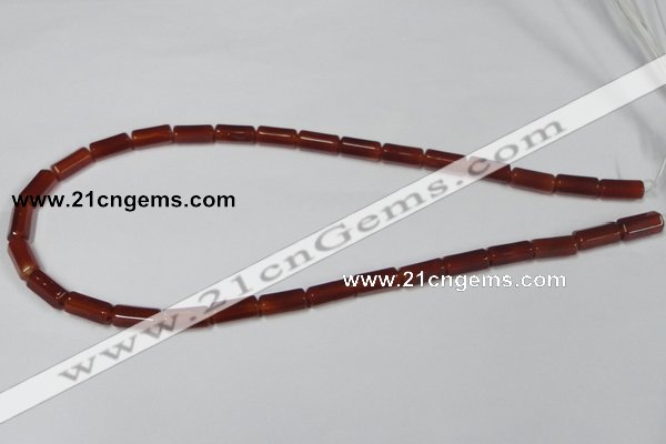 CAA141 15.5 inches 6*12mm faceted column red agate gemstone beads