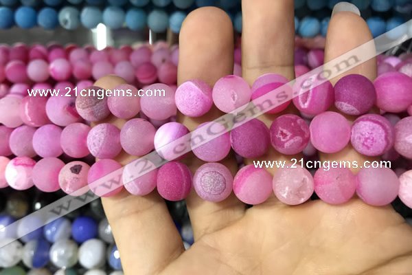 CAA1422 15.5 inches 10mm round matte druzy agate beads