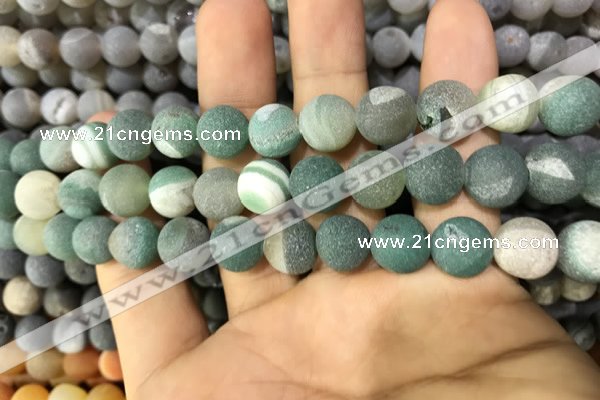 CAA1424 15.5 inches 10mm round matte druzy agate beads