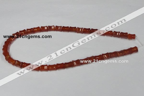 CAA143 15.5 inches 8*10mm bamboo shape red agate gemstone beads