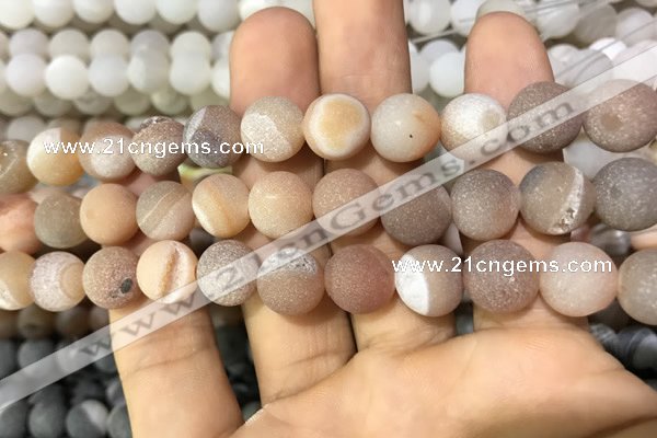 CAA1433 15.5 inches 12mm round matte druzy agate beads