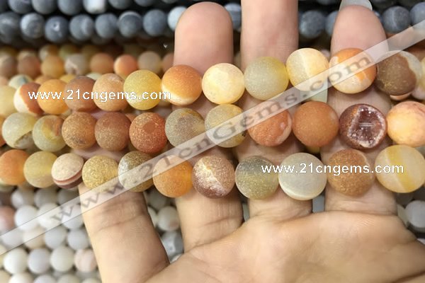 CAA1434 15.5 inches 12mm round matte druzy agate beads