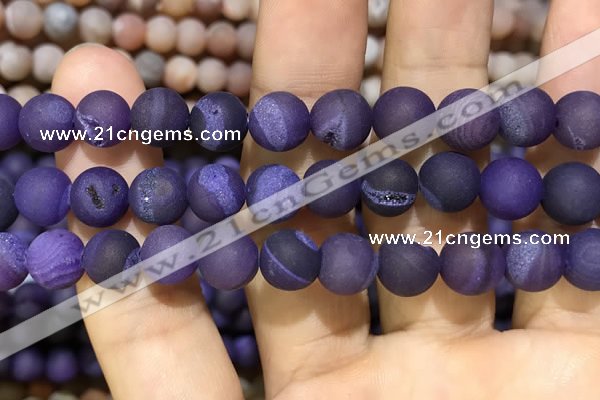 CAA1451 15.5 inches 14mm round matte druzy agate beads