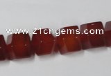 CAA146 15.5 inches 12*14mm faceted cube red agate gemstone beads