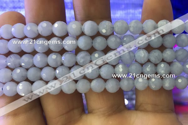 CAA1460 15.5 inches 6mm faceted round blue lace agate beads