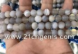 CAA1471 15.5 inches 8mm round matte banded agate beads wholesale