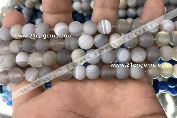 CAA1471 15.5 inches 8mm round matte banded agate beads wholesale