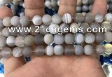 CAA1472 15.5 inches 10mm round matte banded agate beads wholesale