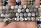 CAA1473 15.5 inches 12mm round matte banded agate beads wholesale