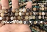 CAA1476 15.5 inches 8mm round matte banded agate beads wholesale