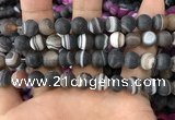 CAA1483 15.5 inches 12mm round matte banded agate beads wholesale