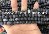 CAA1485 15.5 inches 6mm round matte banded agate beads wholesale