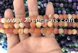 CAA1490 15.5 inches 6mm round matte banded agate beads wholesale