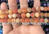 CAA1493 15.5 inches 12mm round matte banded agate beads wholesale