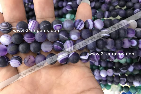 CAA1495 15.5 inches 6mm round matte banded agate beads wholesale