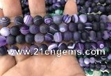 CAA1496 15.5 inches 8mm round matte banded agate beads wholesale