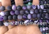 CAA1498 15.5 inches 12mm round matte banded agate beads wholesale