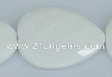 CAA15 15.5 inches 30*40mm faceted flat teardrop white agate beads