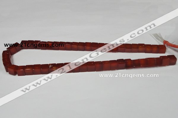 CAA150 15.5 inches 8*8mm cube red agate gemstone beads