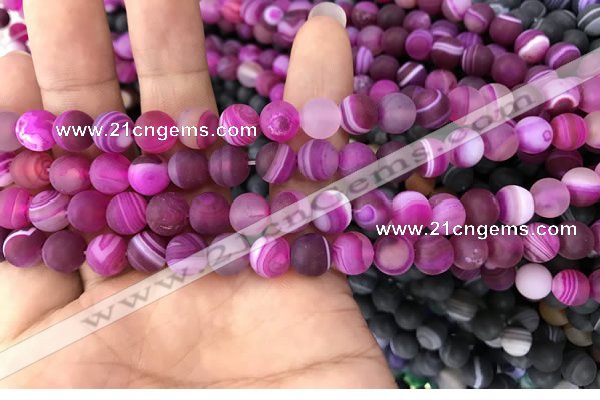 CAA1500 15.5 inches 6mm round matte banded agate beads wholesale