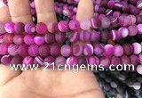 CAA1501 15.5 inches 8mm round matte banded agate beads wholesale