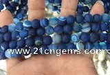 CAA1506 15.5 inches 8mm round matte banded agate beads wholesale