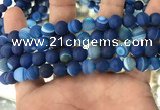 CAA1507 15.5 inches 10mm round matte banded agate beads wholesale