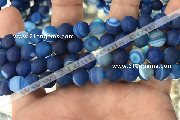 CAA1508 15.5 inches 12mm round matte banded agate beads wholesale