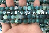 CAA1512 15.5 inches 10mm round matte banded agate beads wholesale