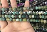 CAA1520 15.5 inches 6mm round matte banded agate beads wholesale