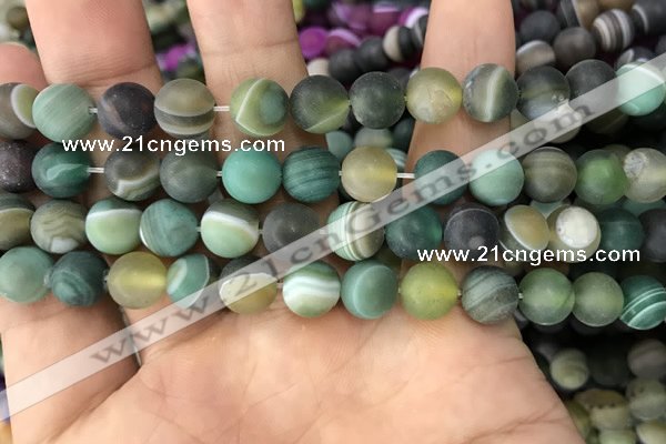 CAA1522 15.5 inches 10mm round matte banded agate beads wholesale