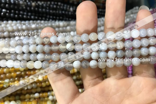 CAA1530 15.5 inches 4mm round banded agate beads wholesale