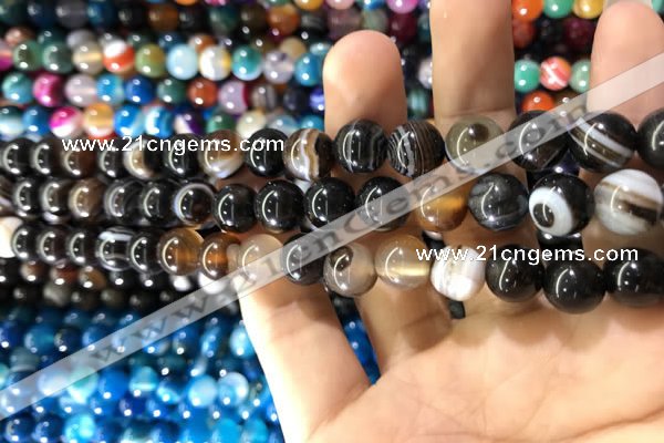 CAA1538 15.5 inches 8mm round banded agate beads wholesale