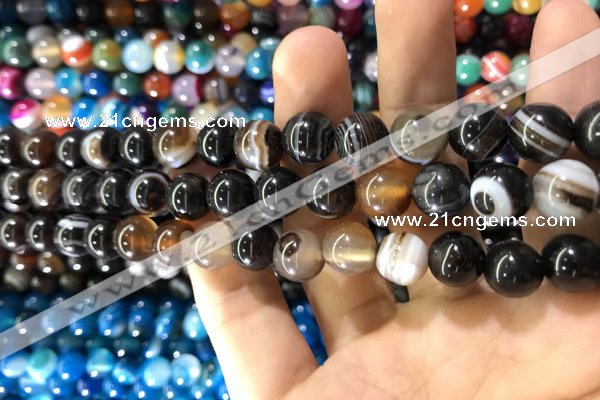 CAA1539 15.5 inches 10mm round banded agate beads wholesale
