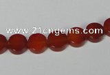 CAA154 15.5 inches 8mm coin red agate gemstone beads