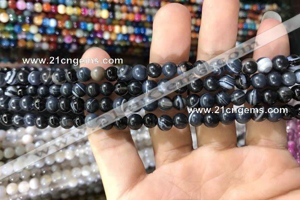 CAA1542 15.5 inches 4mm round banded agate beads wholesale