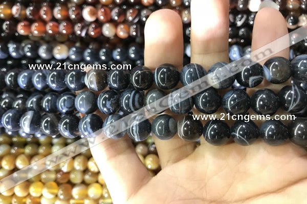 CAA1544 15.5 inches 8mm round banded agate beads wholesale