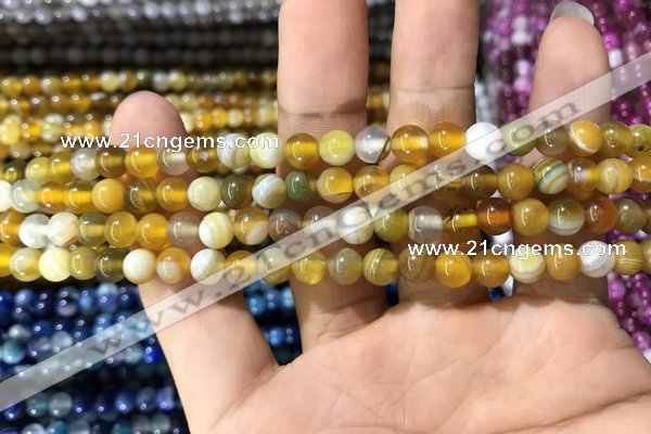 CAA1548 15.5 inches 4mm round banded agate beads wholesale