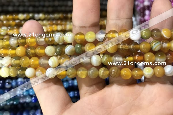 CAA1549 15.5 inches 6mm round banded agate beads wholesale