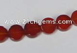 CAA155 15.5 inches 10mm coin red agate gemstone beads