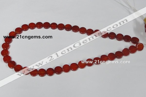 CAA155 15.5 inches 10mm coin red agate gemstone beads