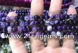 CAA1555 15.5 inches 6mm round banded agate beads wholesale