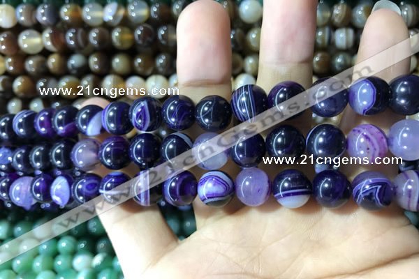 CAA1556 15.5 inches 8mm round banded agate beads wholesale