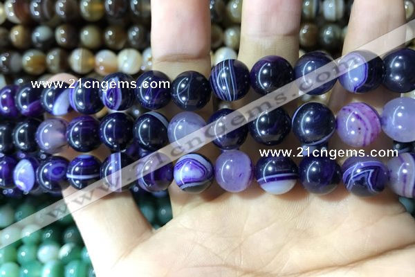 CAA1557 15.5 inches 10mm round banded agate beads wholesale
