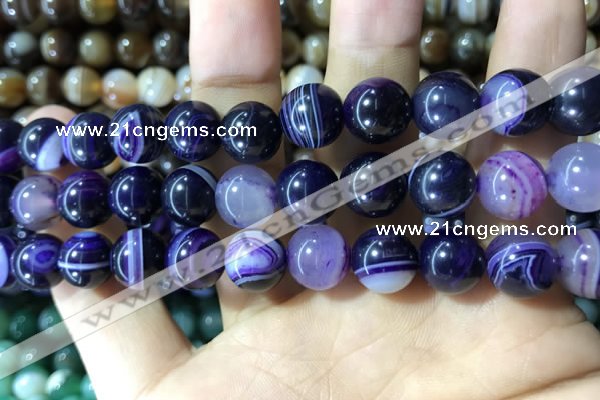 CAA1558 15.5 inches 12mm round banded agate beads wholesale