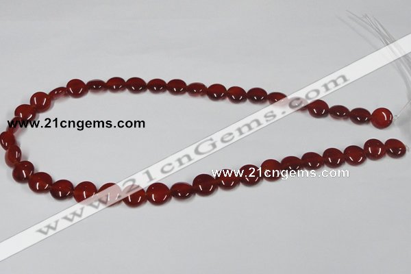 CAA156 15.5 inches 10mm flat round red agate gemstone beads