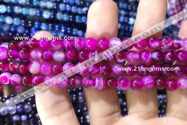 CAA1561 15.5 inches 6mm round banded agate beads wholesale